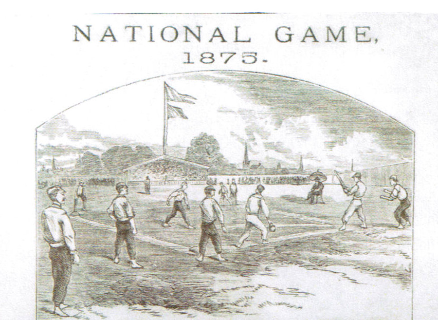 National Game, 1875 baseball advertising trade card