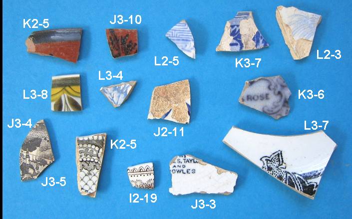 Cream and pearlware fragments from the Flint House archaeological excavation