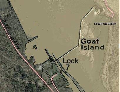 Location of hydropower facility near Lock 7 and Goat Island