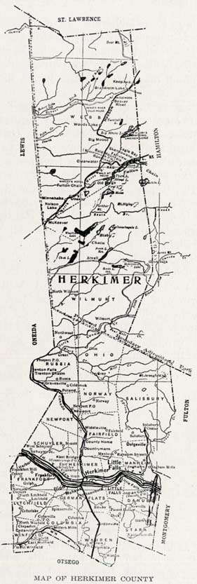 Map of Herkimer County, Showing Townships, Railroads and Electric Roads