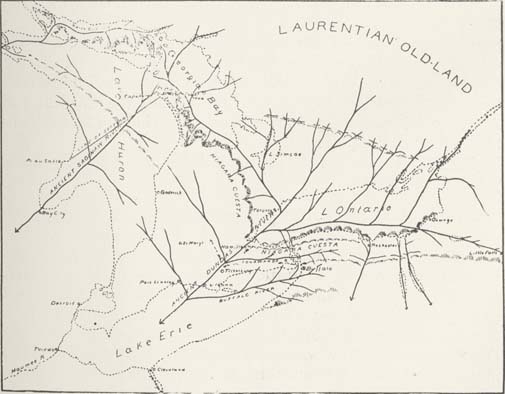 Grabau's Interpretation of Late Tertiary Drainage in the Eastern Great Lakes Region.