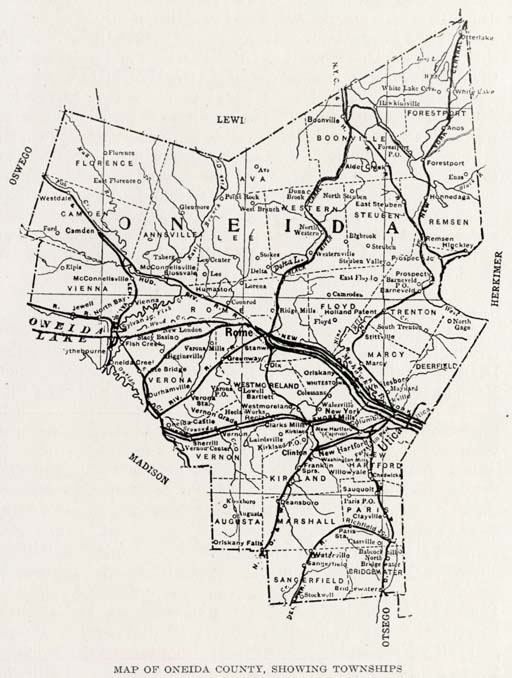 Map of Oneida County, Showing Townships