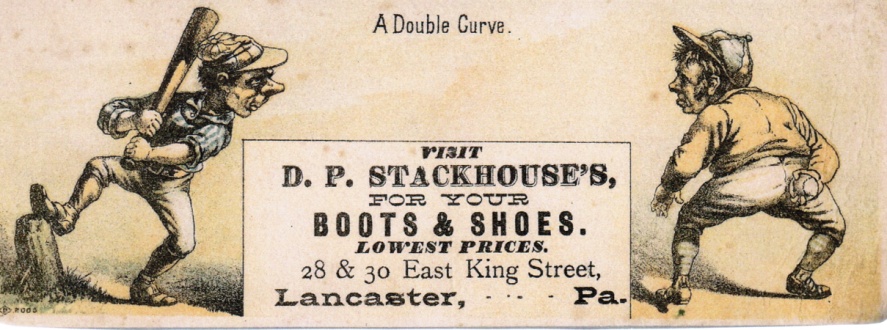 A Double Curve baseball advertising trade card